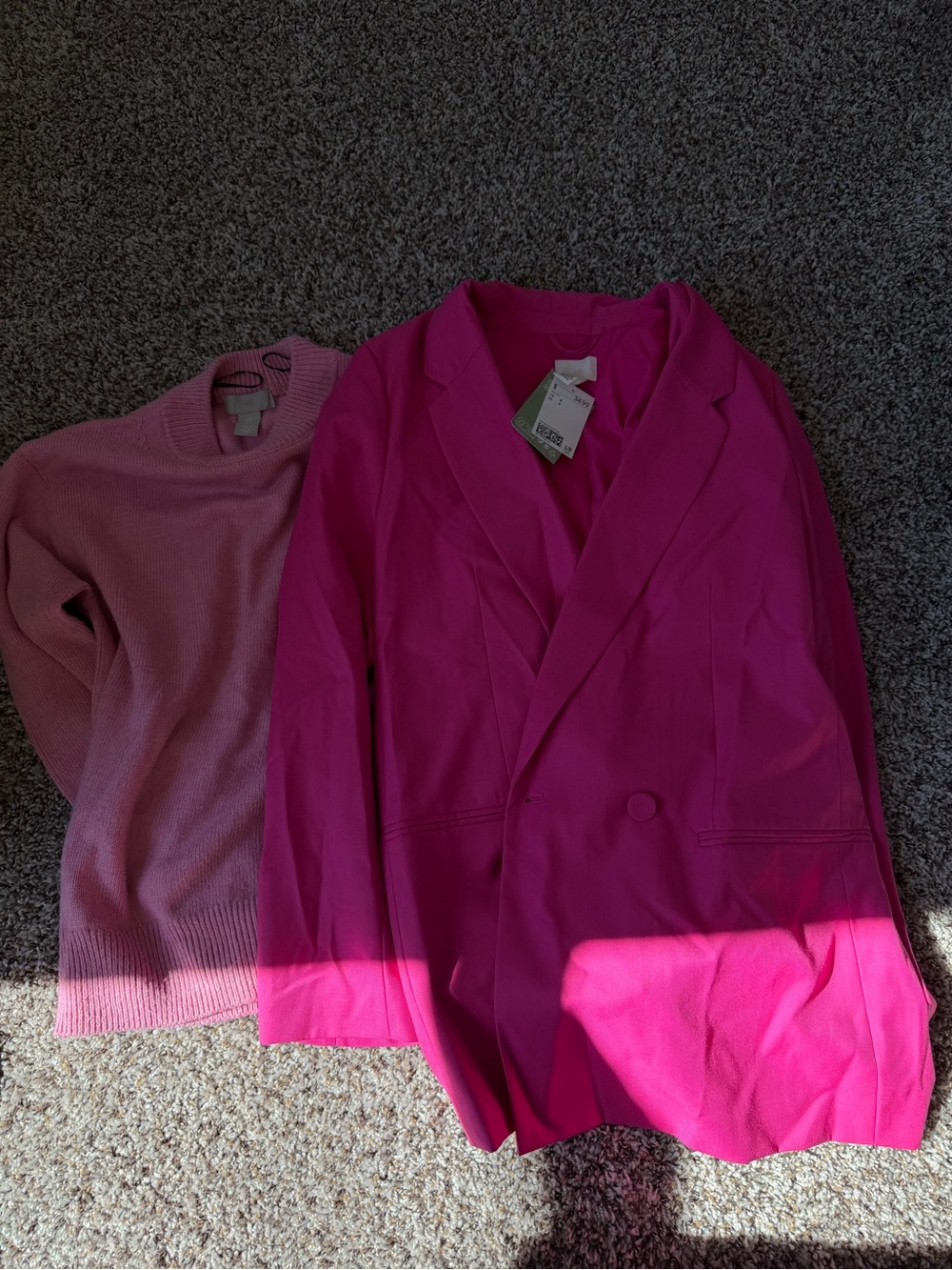 H&M Bright Pink Women's Blazer Jacket & Pink Sweater